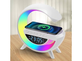 G Shape 5IN1 Smart wireless Charger Table Lamp Bluetooth Speaker Alarm Clock RGB Colorful Atmosphere Lights
