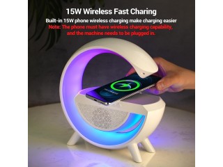 Bluetooth Speaker & FM Radio With Wireless Mobile Charger, LED Table Lamp Color Changing Rechargeable Desk Lights